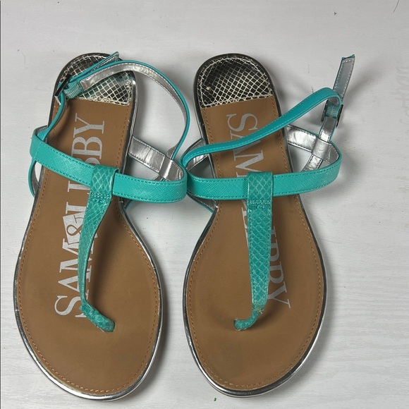 Sam & Libby Aqua and Silver Sandals - Picture 1 of 2